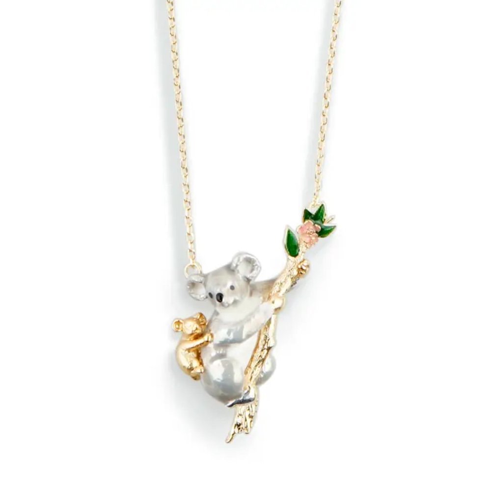 Bill Skinner Gold Plated/Hand Painted Enamel "Koala" necklace---Made in the UK!